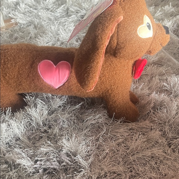 Other - Brown Plush Dog Toy with Pink Heart